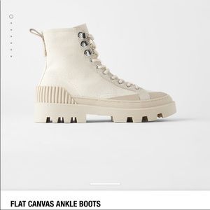 Zara Flat Canvas Ankle Boots